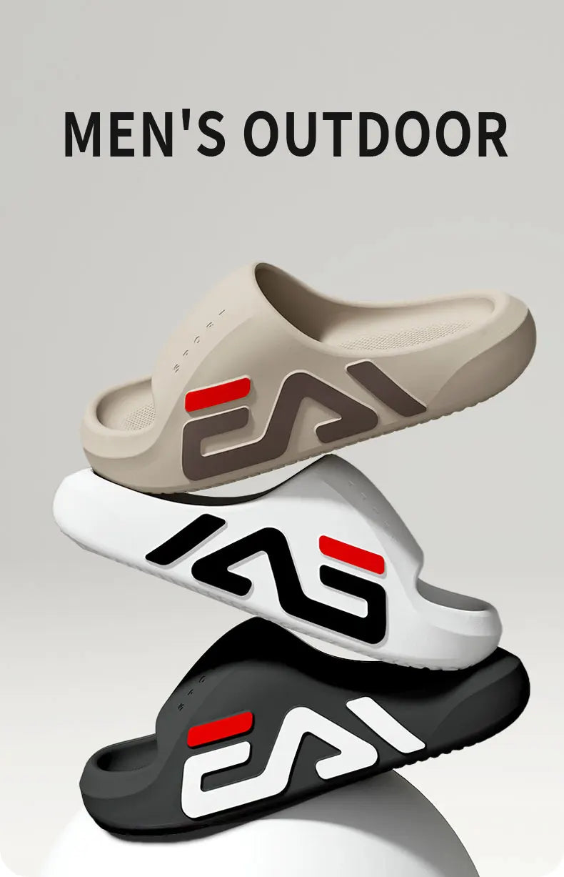 Semelle Extra épaisse hommes coussin d'air doux pantoufles décontractées sandales EVA tongs de mode en plein Air été bord de mer chaussures de plage