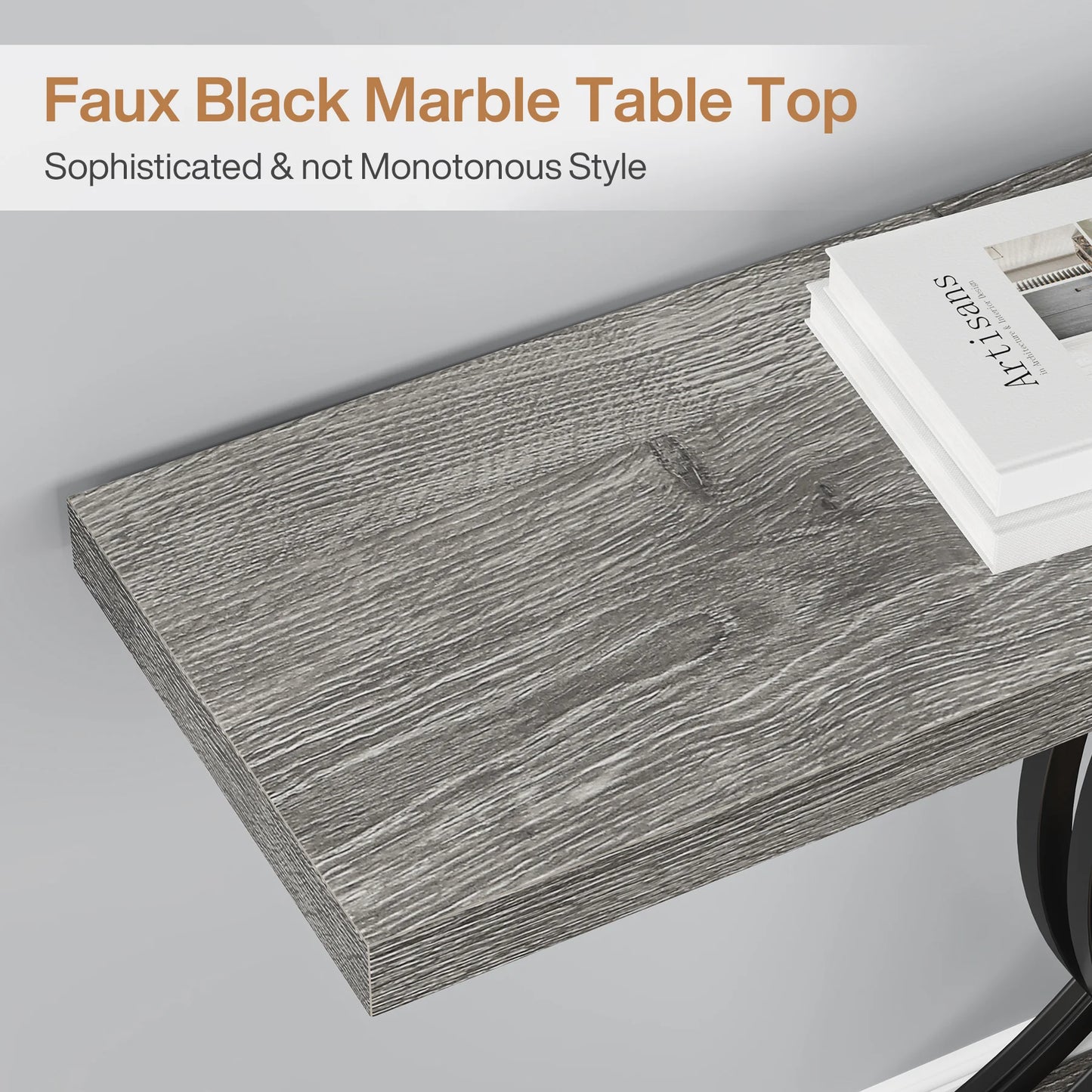 Tribesigns-Table d'entrée dorée, canapé moderne en imitation marbre, avec pieds géométriques en métal, 39 pouces