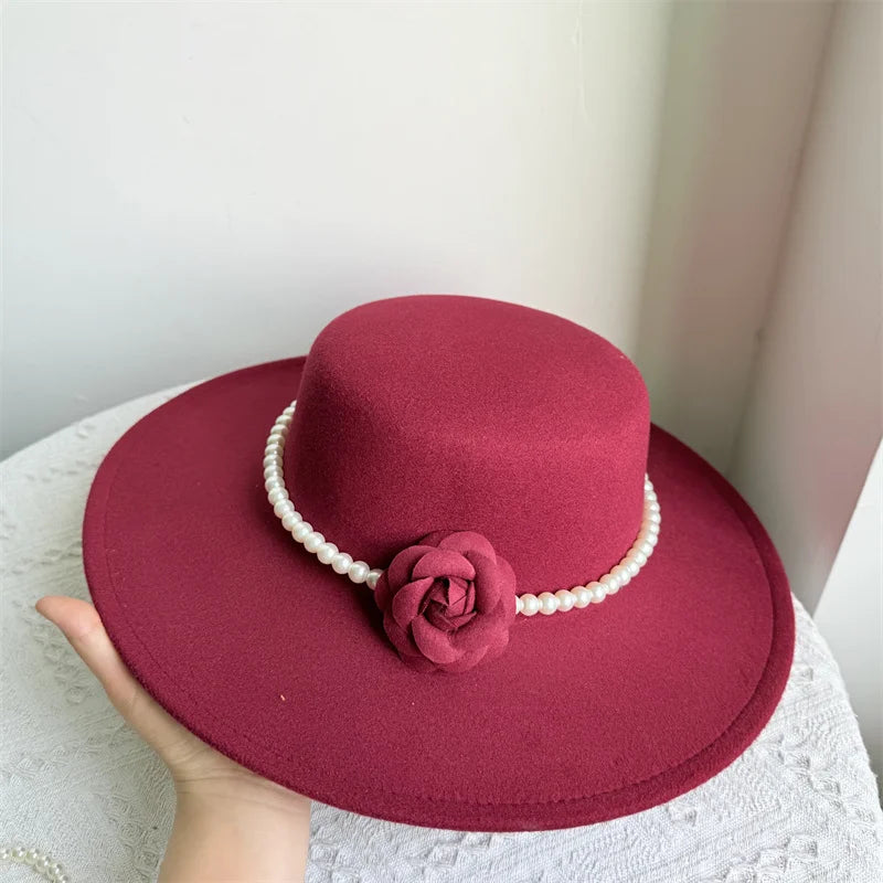 Chapeau Fedora de Style français pour femmes, chapeau en feutre à bord large de 10CM, Derby d'hiver et d'automne, chapeaux de Jazz de mariage