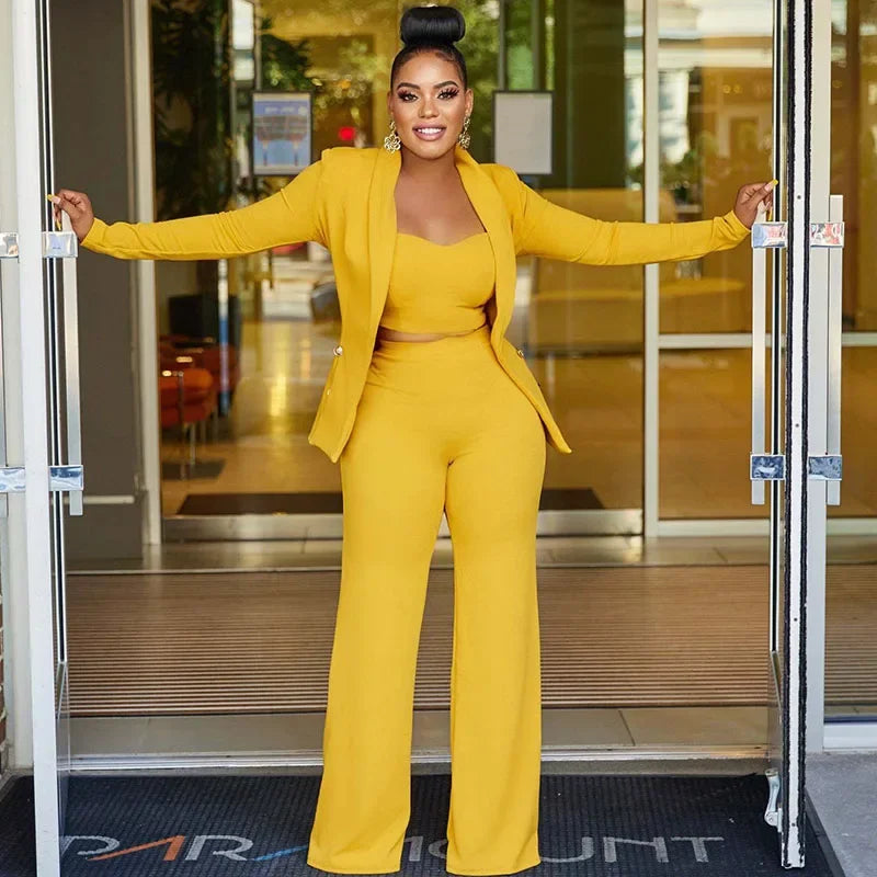 Costume blazer et pantalon pour femme, ensemble 3 pièces élégant, tenue d'affaires, de travail, formel, assressenti, uniforme, 2023