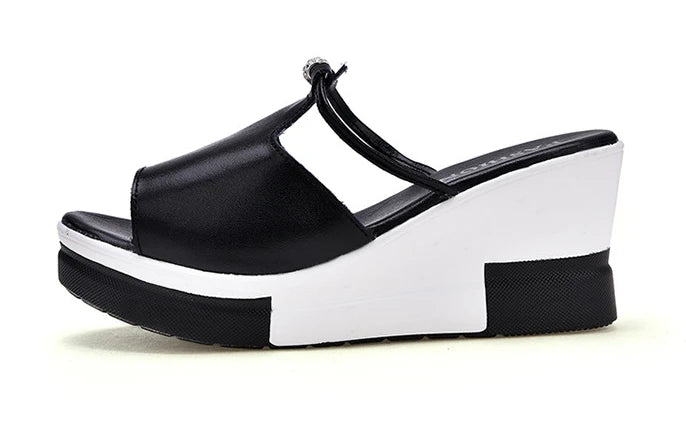 Pantoufles d'été pour femmes, tongs à fond épais, sandales décontractées à talons hauts pour dames