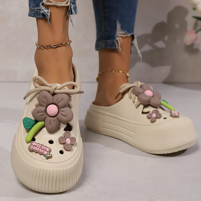 Pantoufles d'été pour femmes, jolies sandales à plateforme décoratives, sabots d'extérieur décontractés, sandales de plage, diapositives antidérapantes, chaussures d'intérieur et de maison 35-42