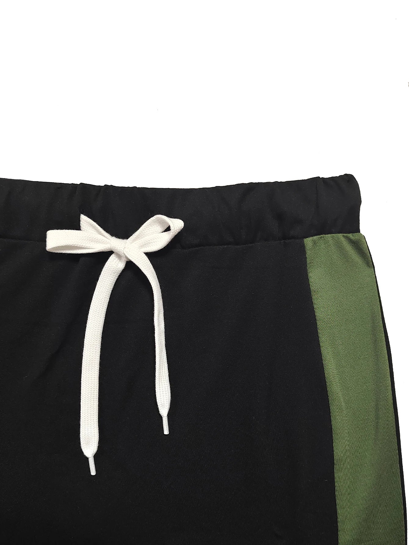 Ensemble demi-jupe d'été pour femmes, deux pièces, manches courtes, rayures latérales, ceinture de taille réglable, ample, décontracté, respirant, polyvalent