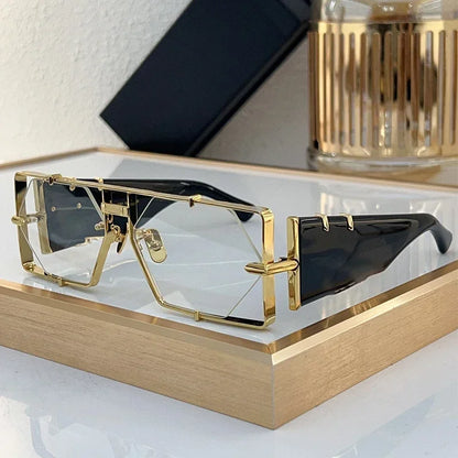 MOD004 carré diamant sans monture Handamde acétate alliage lunettes de soleil haute rue Punk marque de créateur hommes Uv400 lunettes avec étui