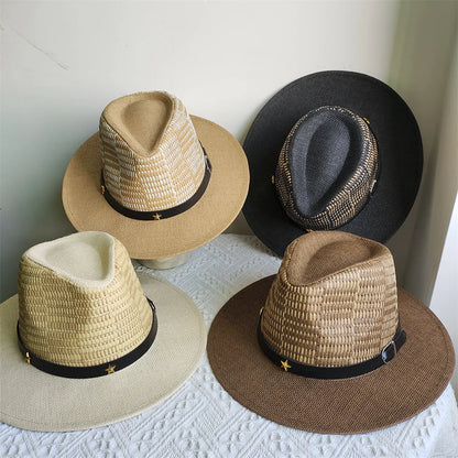 Nouveau chapeau Panama mode d'été Simple hommes et femmes à large bord femme Jazz haut-de-forme classique Gentleman chapeau de soleil hatsombrero hombre