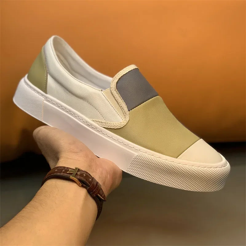 Mocassins plats en cuir véritable pour hommes, chaussures basses respirantes, design de nuit de documents, haute qualité, mode