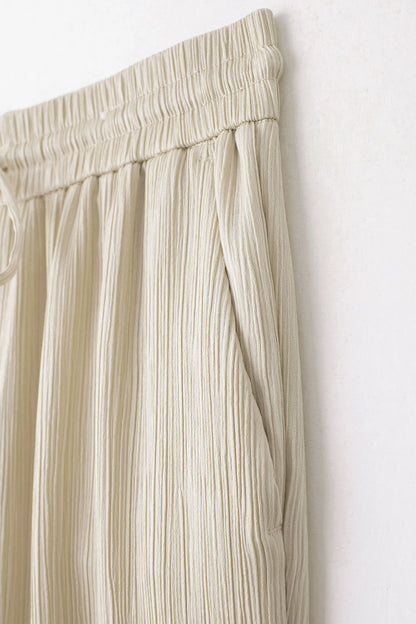 TRAFZA 2024 femmes 2 pièces ensemble taille élastique poche plis décorer pantalon à jambes larges + solide simple boutonnage fente ourlet Blouse haut