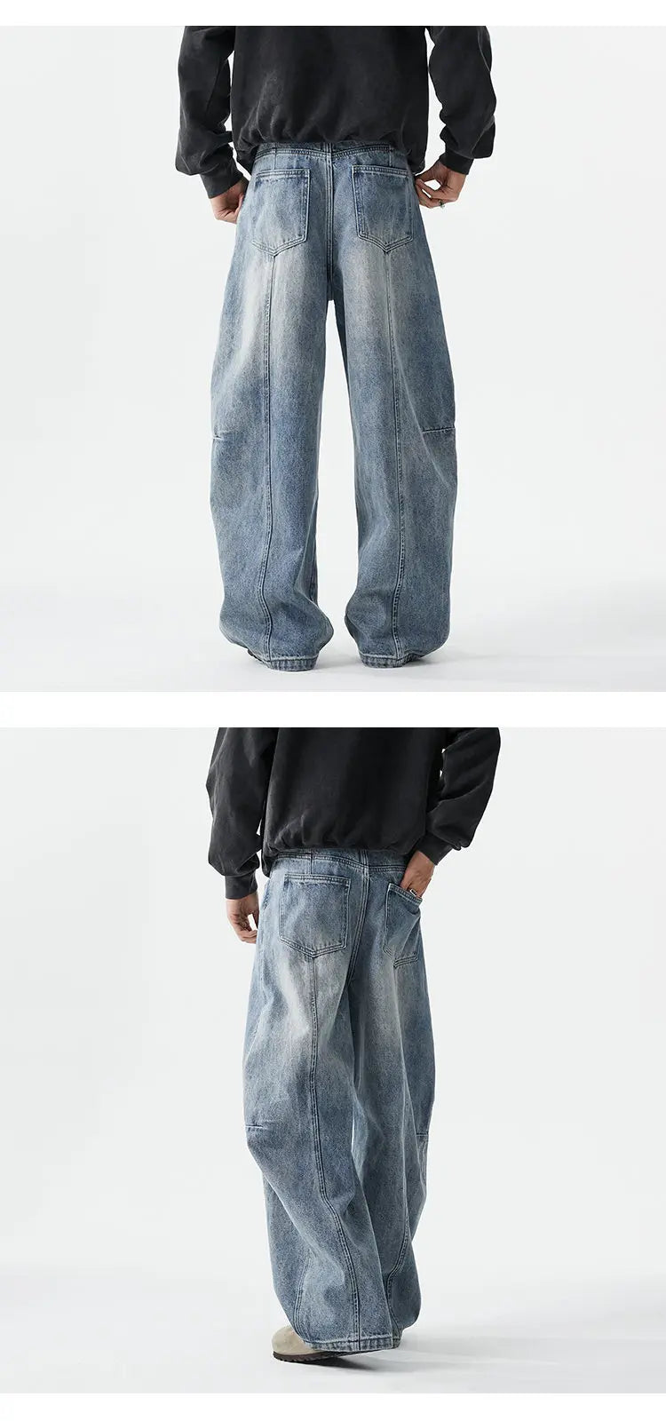 Jeans baggy à jambes larges pour hommes, Jeans Boyfriend, High Street, Hip Hop, Bleu, Blanc, Denim Harem, Pantalon décontracté