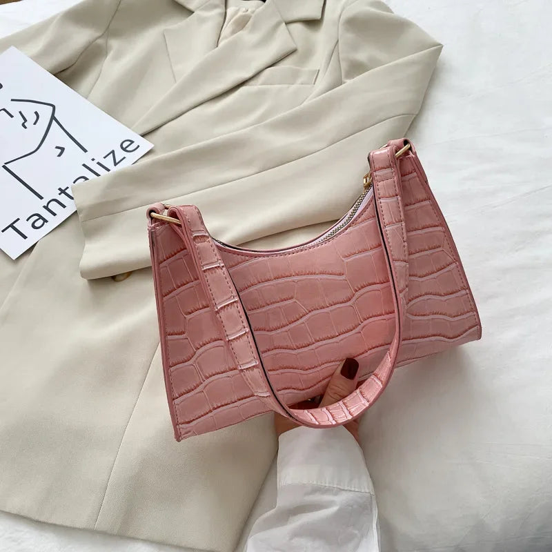 Sacs à main et bourse rétro motif Alligator pour femmes, petits sacs à bandoulière sous les aisselles, pochette fourre-tout en cuir PU de bonne qualité pour dames