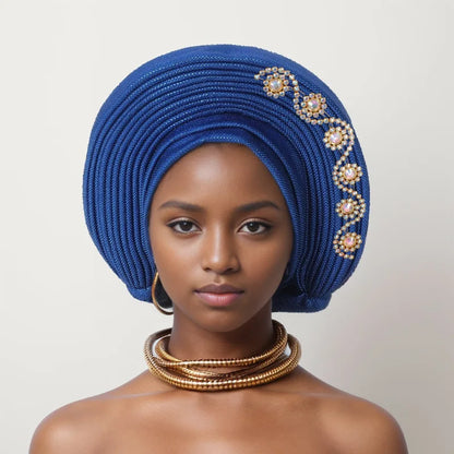 Geles de mariage nigérian, couvre-chef africain, Turbans Auto Gele pour femmes, tissu Aso Oke, couvre-chef musulman, couvre-chef féminin