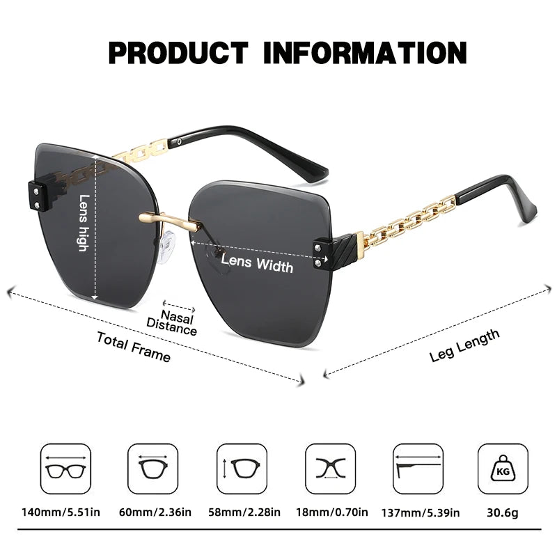 JUNCTURE femmes sans bordure lunettes de soleil Vintage mode oeil de chat lunettes de soleil dégradé dame fête vacances cadeaux lunettes de soleil pour les femmes