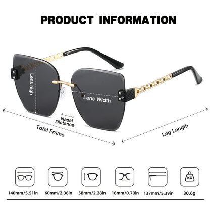 JUNCTURE femmes sans bordure lunettes de soleil Vintage mode oeil de chat lunettes de soleil dégradé dame fête vacances cadeaux lunettes de soleil pour les femmes