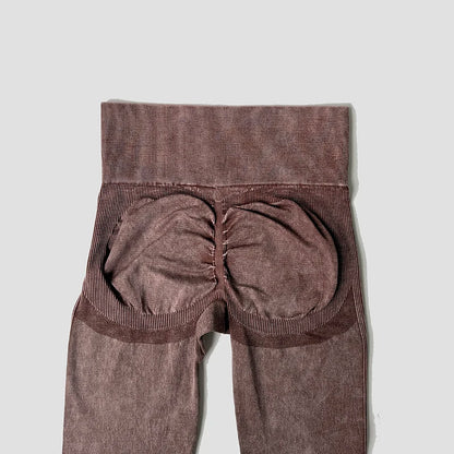 Ensemble de sport de lavage pour femmes, combinaison sans couture, haut de Fitness à manches courtes avec froissés sur les fesses, Leggings d'entraînement, vêtements de gymnastique