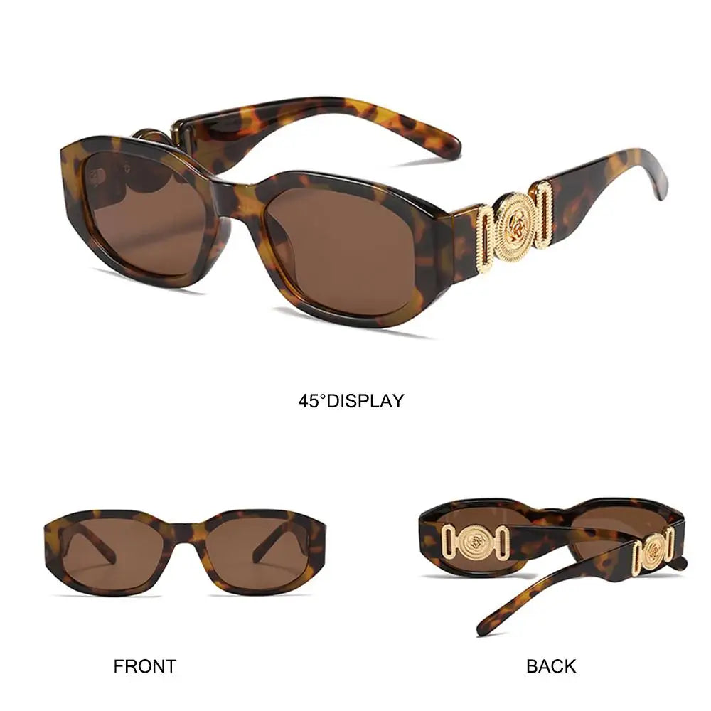 Lunettes de soleil Y2K irrégulières pour femmes et hommes, monture optique, nuances vintage, protection UV, design rose en métal, été