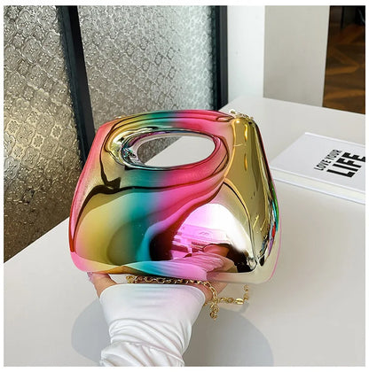 Sac à main hobo en acrylique doré pour femme, sac à main de plage transparent, sac à main de soirée, poignée supérieure ronde, fête de mariage, designer de luxe