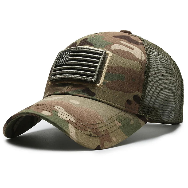 Casquette de Baseball Camouflage drapeau américain pour hommes, tactique respirante en plein air, chapeau à visière d'alpinisme réglable et élégant