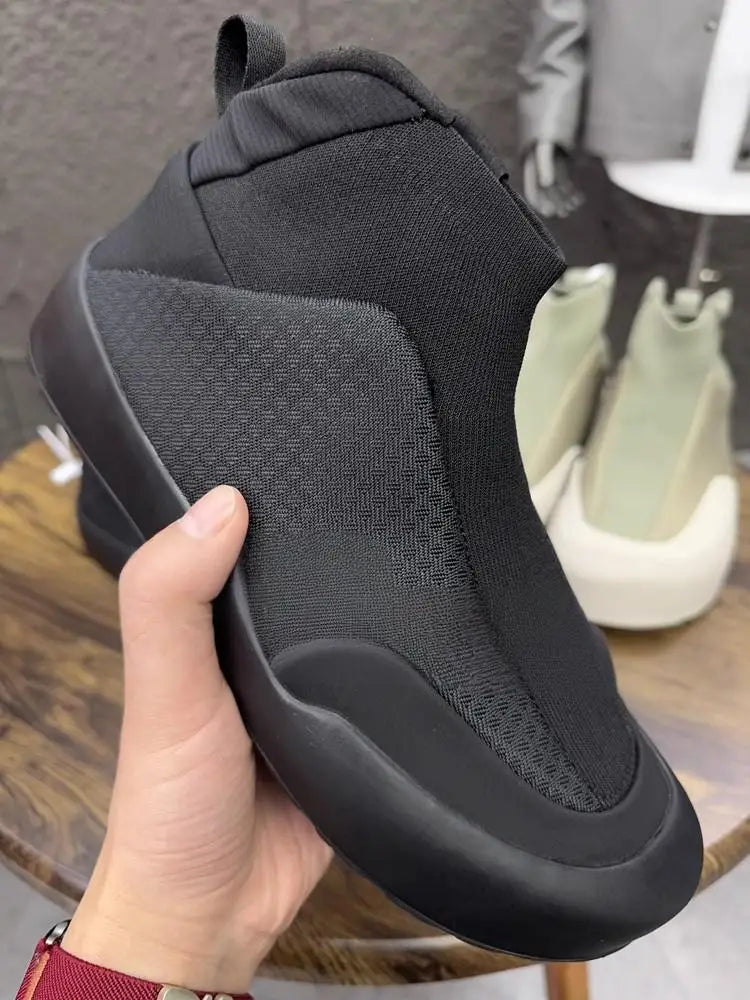 Hommes printemps mode extérieur chaussures de marche respirant confortable loisirs bout rond couleur unie sans lacet hommes chaussures en tissu décontracté