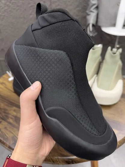 Hommes printemps mode extérieur chaussures de marche respirant confortable loisirs bout rond couleur unie sans lacet hommes chaussures en tissu décontracté