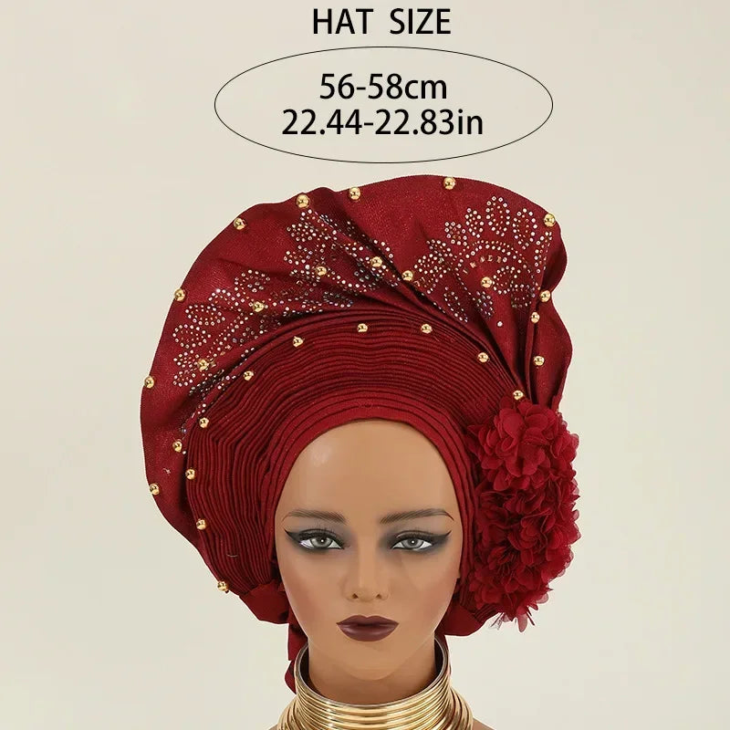 Turban africain nigérian, Bonnet Hijab Auto Gele, couvre-chef déjà fabriqué Sego Gele, bandeau pour fête de mariage