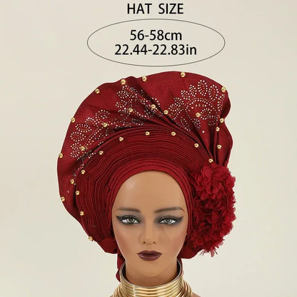 Turban africain nigérian, Bonnet Hijab Auto Gele, couvre-chef déjà fabriqué Sego Gele, bandeau pour fête de mariage