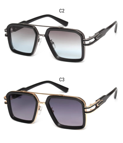 2025 Steam Punk lunettes De soleil rétro carré hommes femmes mode Double faisceau lunettes unisexe cadre en métal nuances à la mode Oculos De Sol