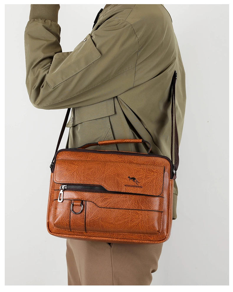 Sacs de messager de marque kangourou de luxe hommes en cuir sac à bandoulière décontracté pour hommes marron noir sac à bandoulière d'affaires sac à main masculin