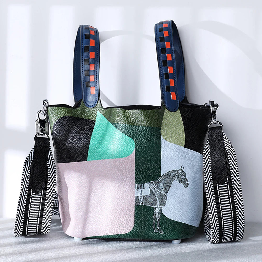 Divers sacs de luxe en cuir véritable, sac à main à la mode pour femmes, panier de légumes, sac seau Portable pour femmes avec serrure