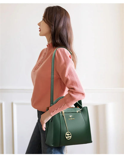 3 couches grande capacité femmes sac fourre-tout en cuir souple sacs à main de luxe femmes sacs concepteur couleur unie sac à bandoulière sacs à main 2025