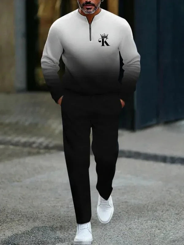 Ensemble pantalon Long à manches longues pour hommes, demi-fermeture éclair imprimée en 3D, fermeture à glissière, ajustement confortable, tenue décontractée à la mode, nouvelle collection 2025