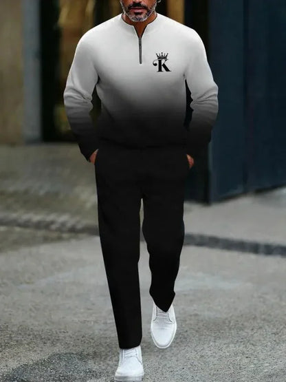 Ensemble pantalon Long à manches longues pour hommes, demi-fermeture éclair imprimée en 3D, fermeture à glissière, ajustement confortable, tenue décontractée à la mode, nouvelle collection 2025