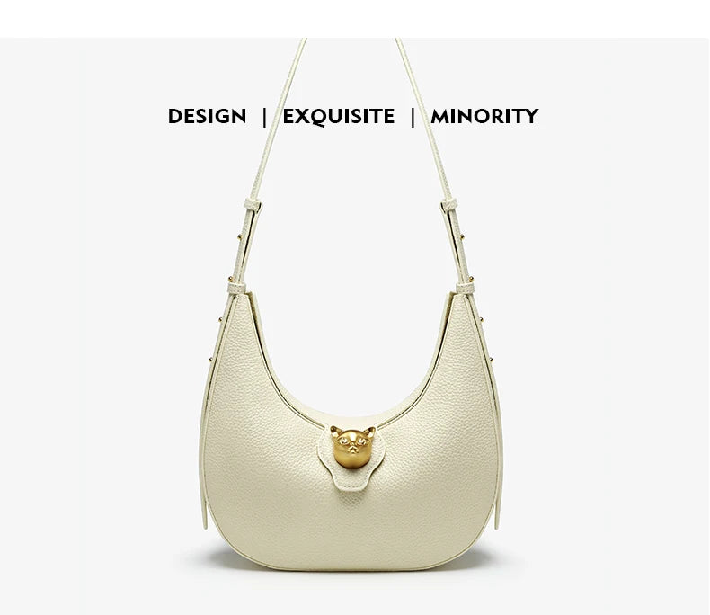 BAFELLI 2025 nouveau sac à main pour femmes série chat en cuir véritable marque de luxe mode rétro STYLE épaule HOBOS sacs à rabat femme