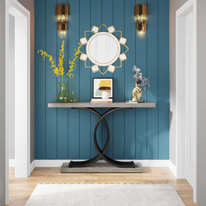 Tribesigns-Table d'entrée dorée, canapé moderne en imitation marbre, avec pieds géométriques en métal, 39 pouces