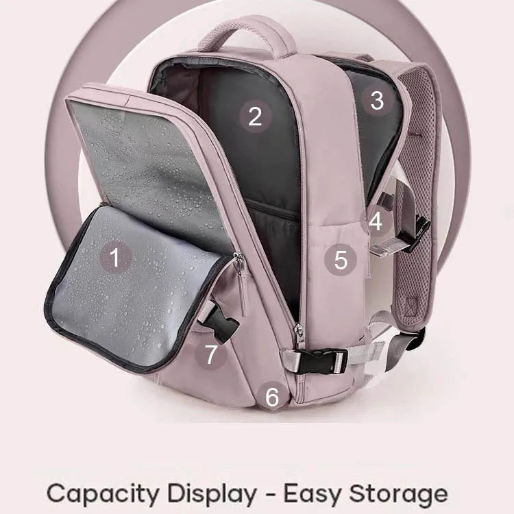 Sac à dos violet clair de grande capacité pour femmes avec séparation sèche et humide, sac d'ordinateur de transport, multifonctionnel étanche l