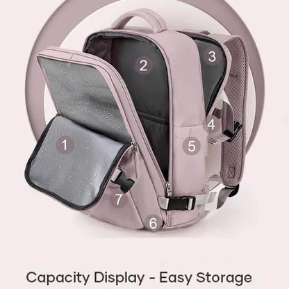 Sac à dos violet clair de grande capacité pour femmes avec séparation sèche et humide, sac d'ordinateur de transport, multifonctionnel étanche l