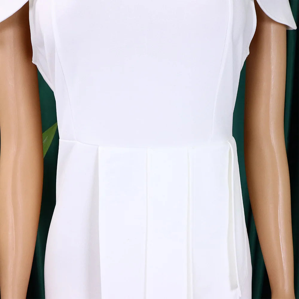 FairyShely-Robe drapée à manches courtes pour femmes, robe de soirée sexy, grande taille, monochromatique, grandes robes à volants pour dames, robe curvy serrée, 2025