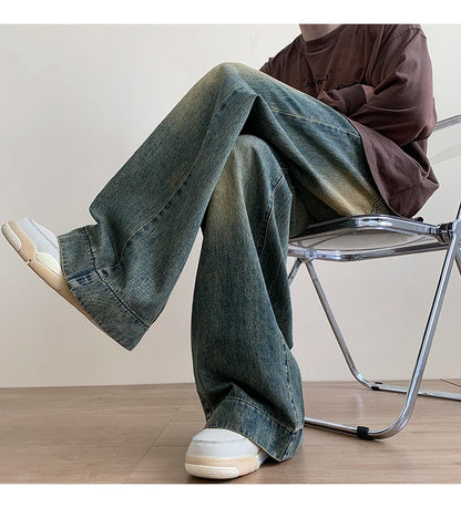 Jeans hommes Baggy Jean droit décontracté en détresse Vintage Jean pantalon hommes jambe large Denim pantalon mâle surdimensionné Streetwear mode