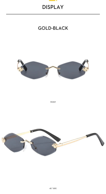 Lunettes de soleil personnalisées en losange sans cadre pour femmes, lunettes de soleil classiques élégantes et polyvalentes, lunettes de soleil de luxe et haut de gamme, UV400