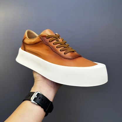 DOYUTIG-Chaussures de planche en cuir véritable pour hommes, baskets à semelle optique coordonnante, chaussures décontractées, rétro vintage, printemps et automne, SGHousex, nouveau