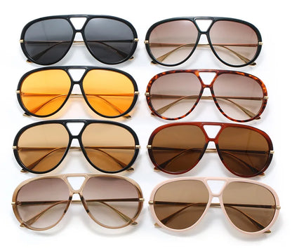 Lunettes de soleil pilote Punk ovales surdimensionnées pour femmes, grande marque de luxe, monture métallique Vintage, lunettes de soleil pour dames, bouclier UV400, 2025