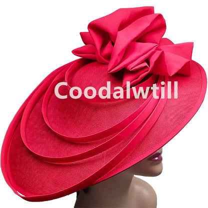Noir grand Chapeau fascinateur femmes Royal Ascot casque fleur mode Chapeau Casquette pour église Kentucky Derby Chapeau Casquette bandeau