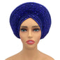 Paillettes Autogele Turban casquette pour femmes prêt africain Auto Gele casque Nigeria mariage Geles femme bandeau dame casque