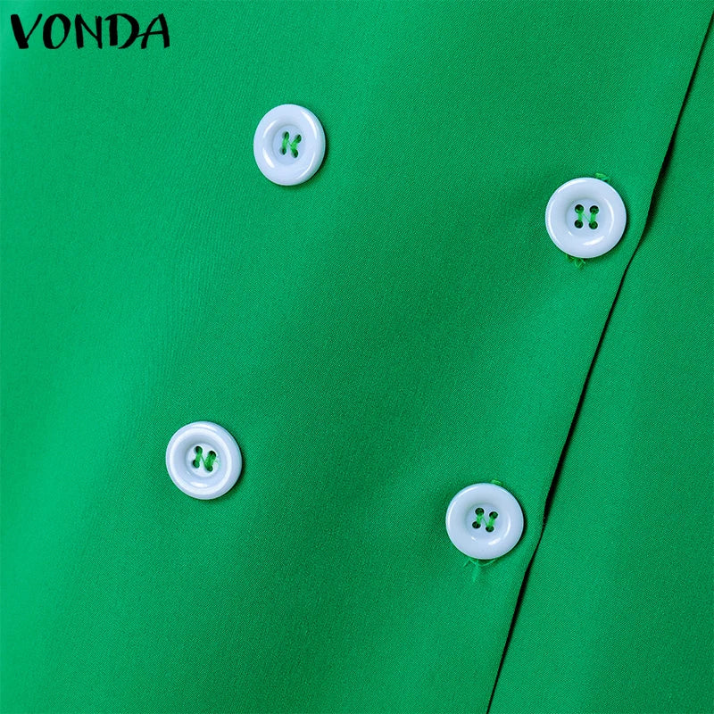 VONDA femmes jupes 2025 décontracté ceinture bouton conception fente longues jupes élégant couleur unie bureau dame bas surdimensionné