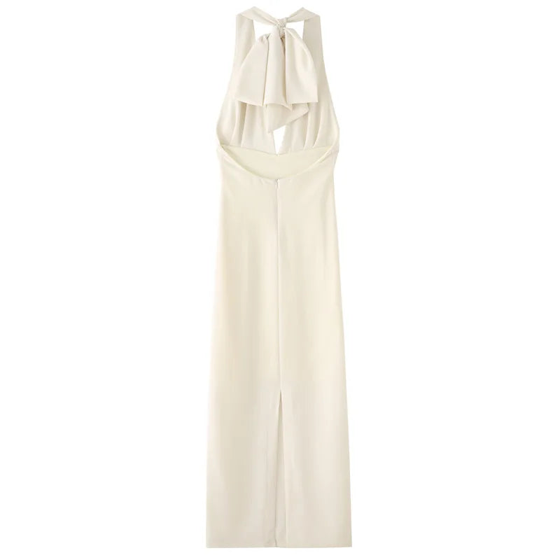 TRAF femmes robes licou blanc col en v profond dos nu robes longues Maxi soirée robes de soirée de mariage robes de bal élégantes 2025