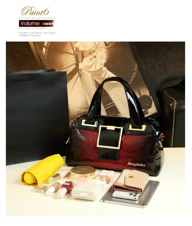 Sac à main multicouche en cuir souple pour femme, motif crocodile, coussin Boston, mères d'âge moyen, initié unique, nouveau, 2024