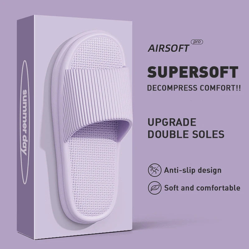 Jolies pantoufles d'été de couleur unie pour femmes et hommes, diapositives de salle de bain EVA antidérapantes, sandales légères concises, chaussures de couple