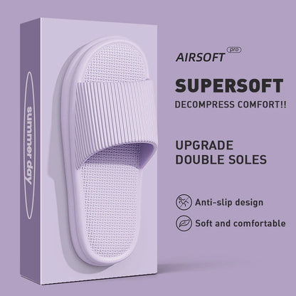 Jolies pantoufles d'été de couleur unie pour femmes et hommes, diapositives de salle de bain EVA antidérapantes, sandales légères concises, chaussures de couple