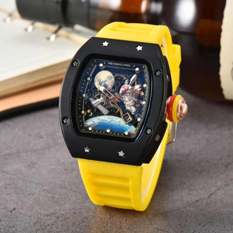 Bande de mode de luxe Tonneau hommes montre lumineuse étanche Date Sport haute qualité montres à Quartz hommes en acier AAA hommes montre-bracelet