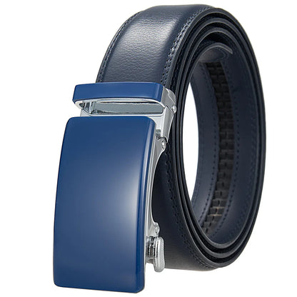 Ceinture de surintendant en cuir de vache véritable pour homme, accessoire de marque, décontracté, automatique, noir, rouge, marron
