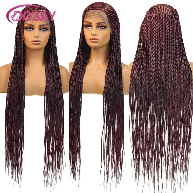 Perruques tressées en boîte Cornrow 36 pouces, perruque synthétique Blonde 613 pour femmes, perruque Lace Front Wig tressée avec raie latérale de haute qualité, perruque Faux Locs