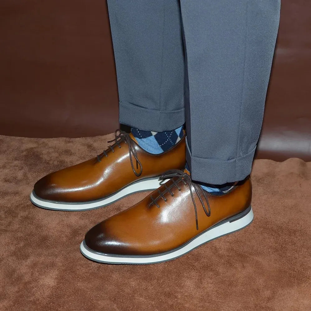 Baskets en cuir véritable naturel pour hommes, chaussures plates à lacets, élégantes, décontractées, qualité supérieure, luxe, mode automne, 03/fête, 2024